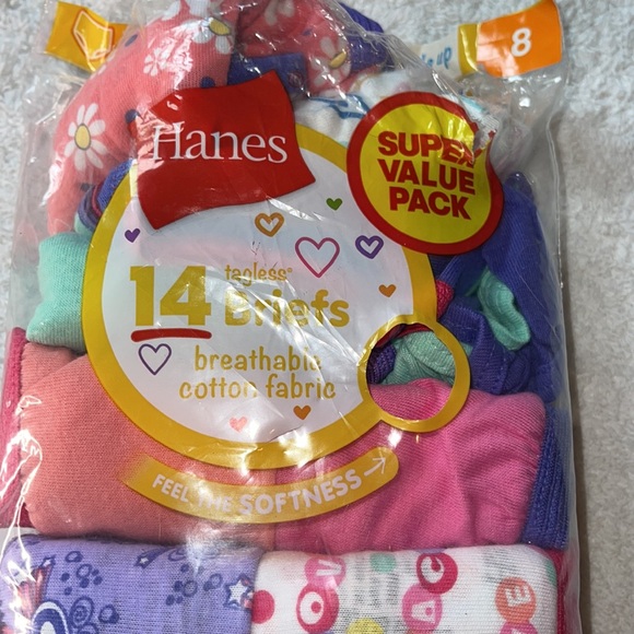 🌸 Hanes tagless briefs girls size 8 no ride‎ up ~ special value pack with 1… - Picture 2 of 7